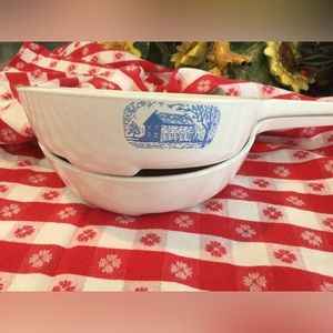 Vintage Blue Colonial House browning skillet Made by Corning